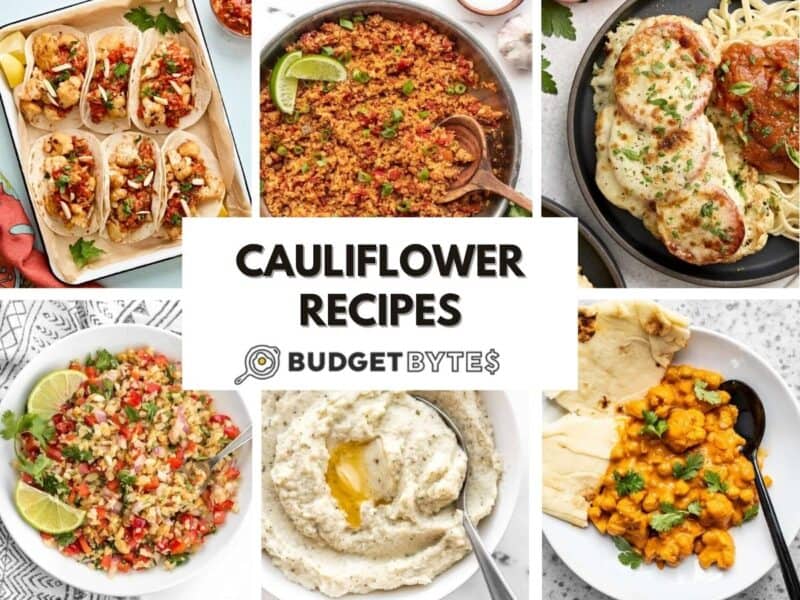 collage image of various cauliflower recipes