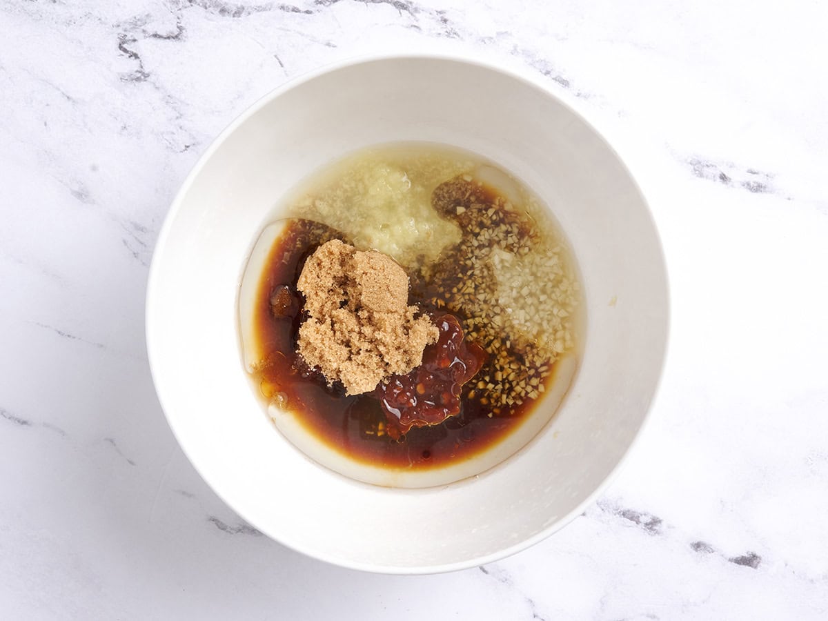 Peanut sauce ingredients in a bowl.