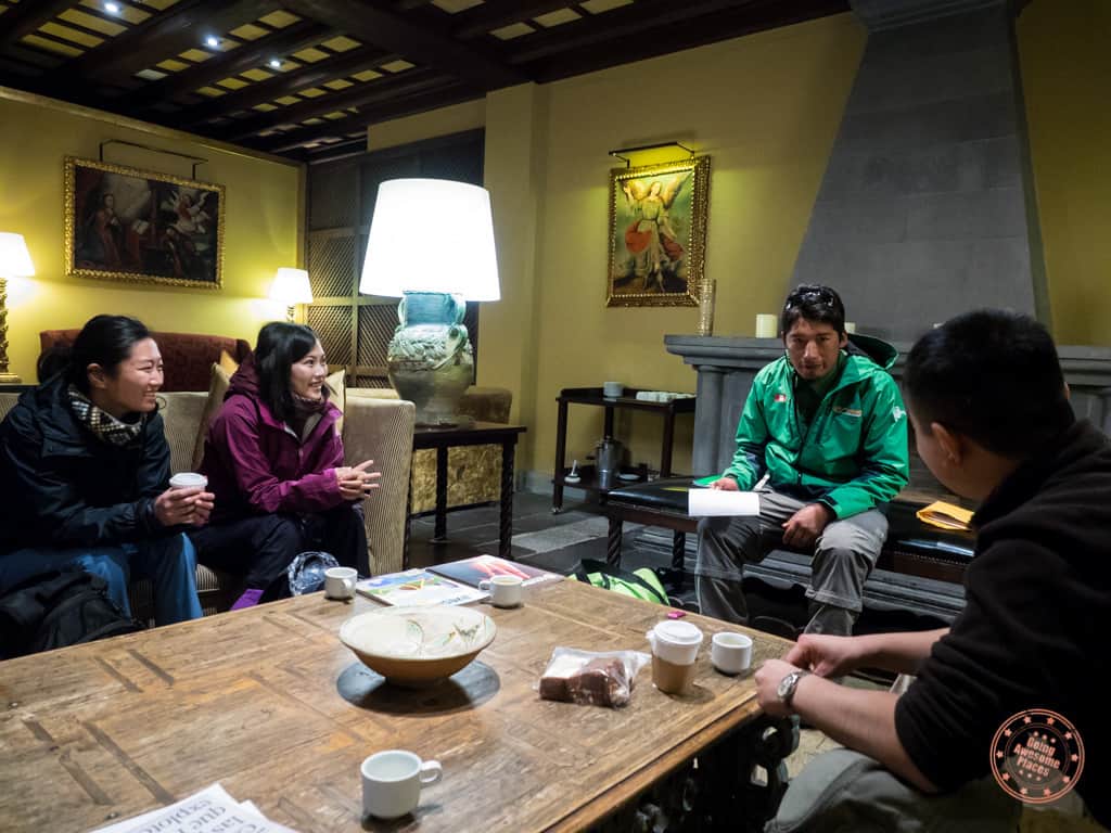 Palacio Del Inka Hotel Lobby Meeting with Alpaca Expeditions