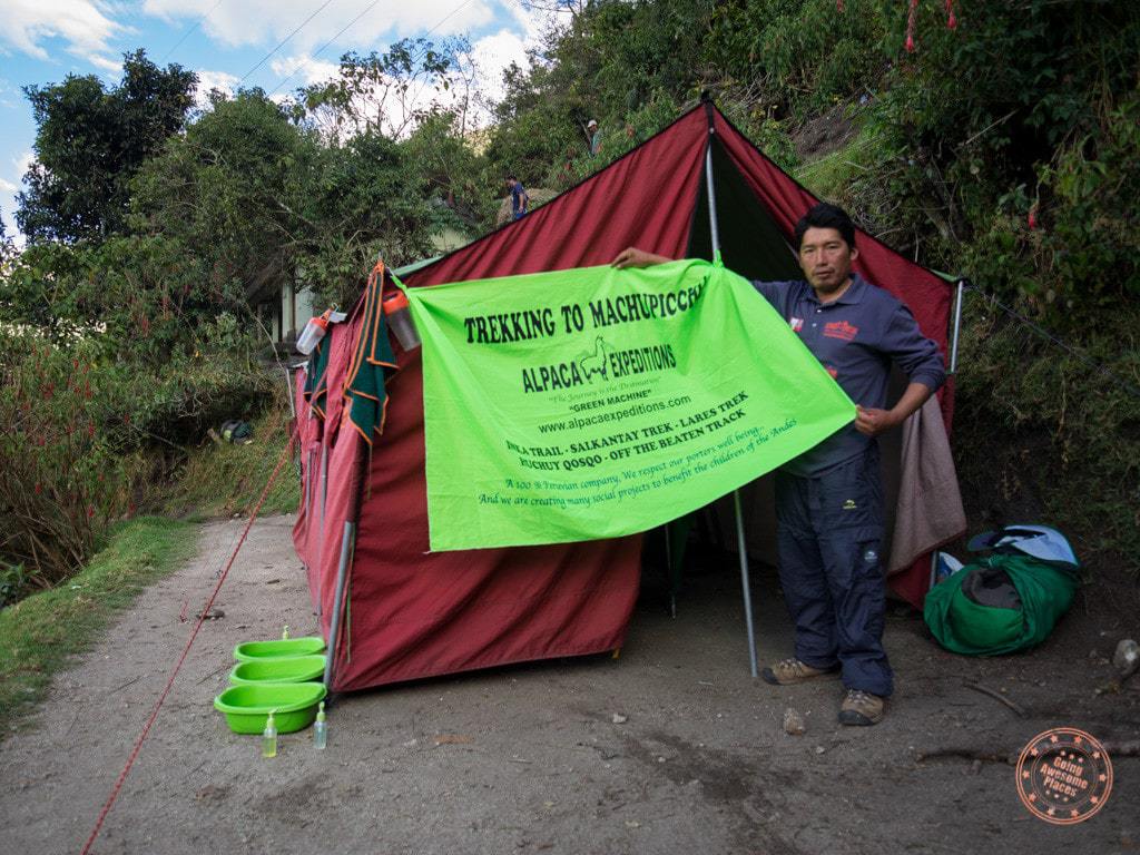 juan carloas alpaca expeditions campsite machu picchu hike