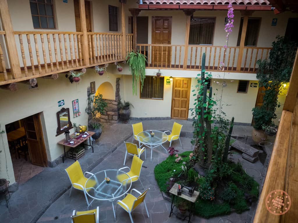 Apu Huarascan Hostel Courtyard in Cusco Peru