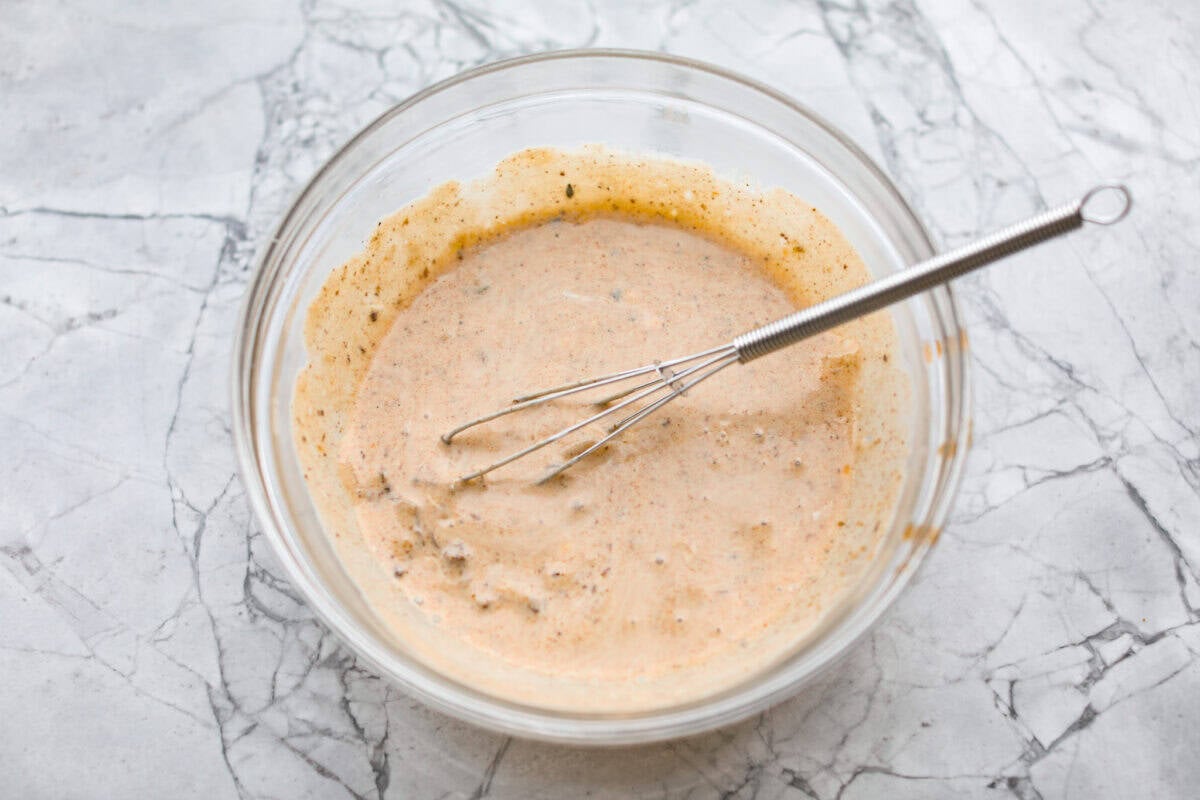 Sauce from the cooked roast added to some sour cream and whisked together.