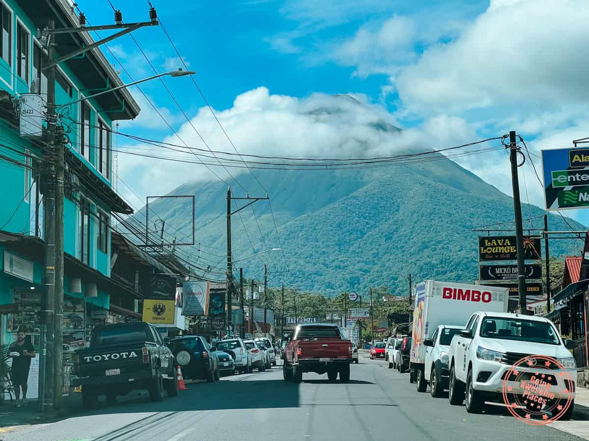 arenal volcano viewed from la fortuna town in costa rica