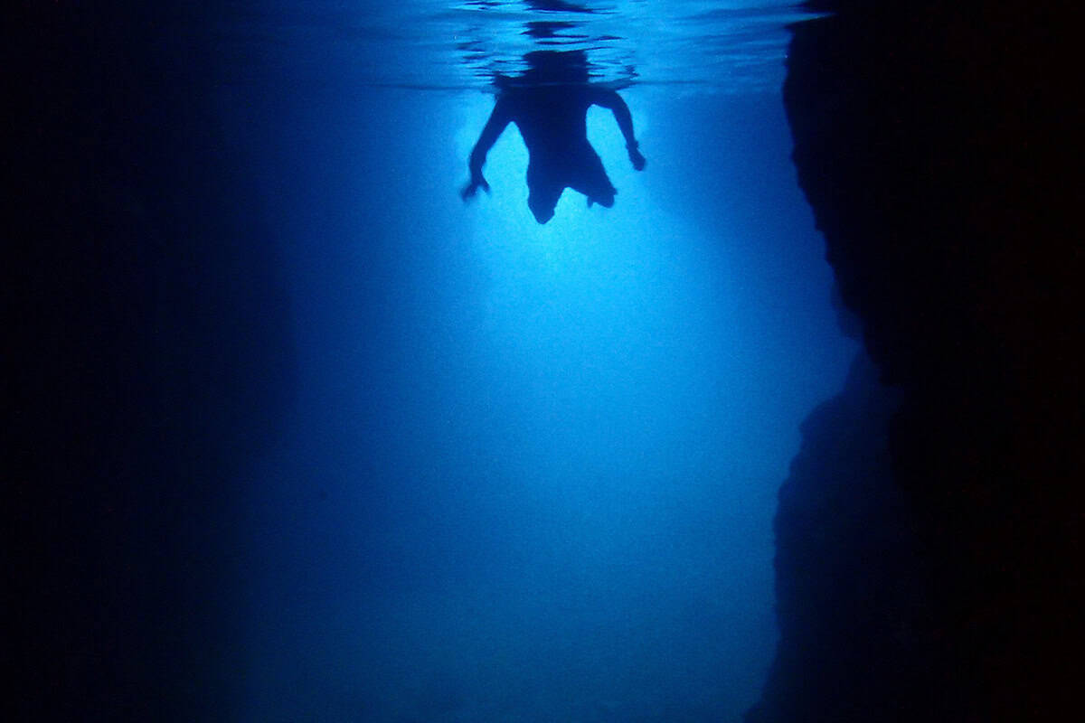 blue cave by cape maeda in okinawa