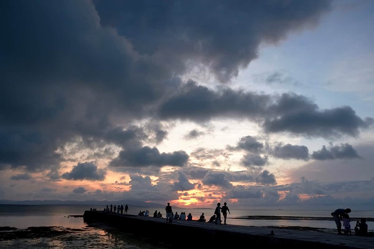taketomi island port at sunset