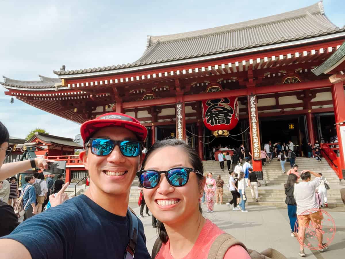 will and chantelle in front of sensoji in asakusa tokyo