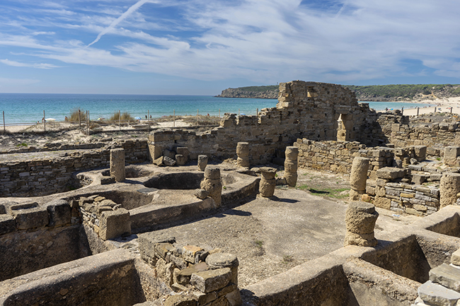 Ruins of the ancient Roman villa of Baelo Claudia in Andalusia.