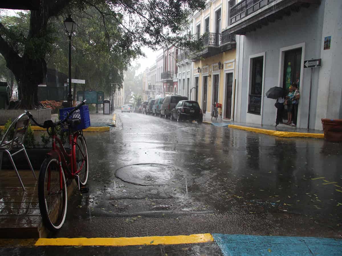 rain soaked san juan street in puerto rico