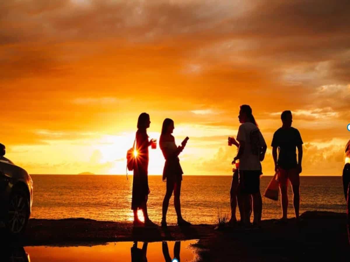 sunset in puerto rico by the beach