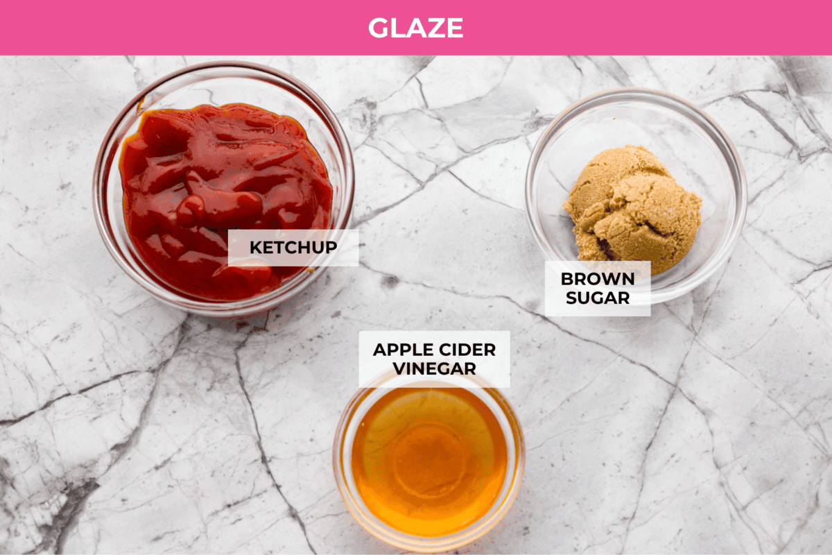 Overhead shot of labeled glaze ingredients.