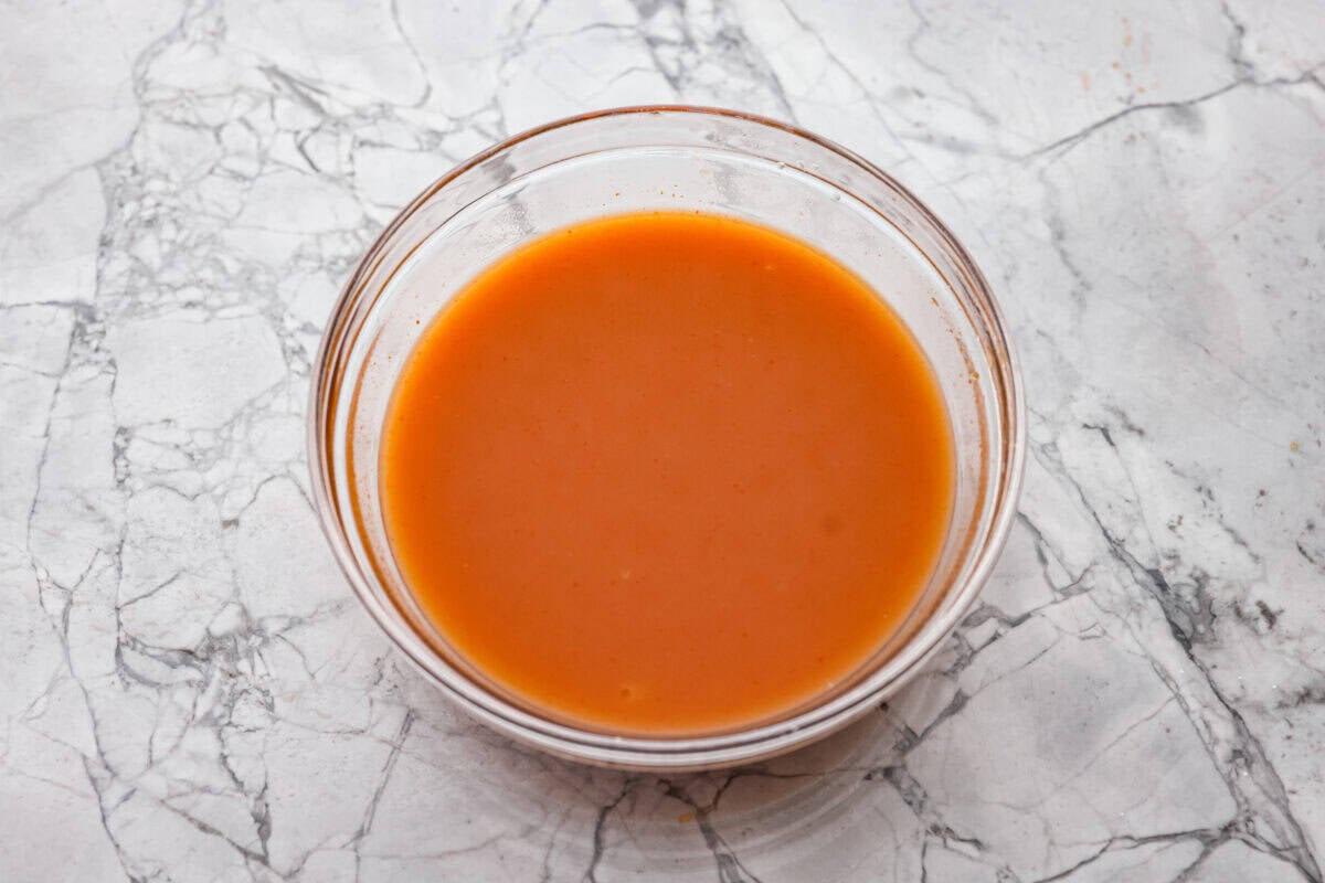 Sauce ingredients all mixed in a bowl.