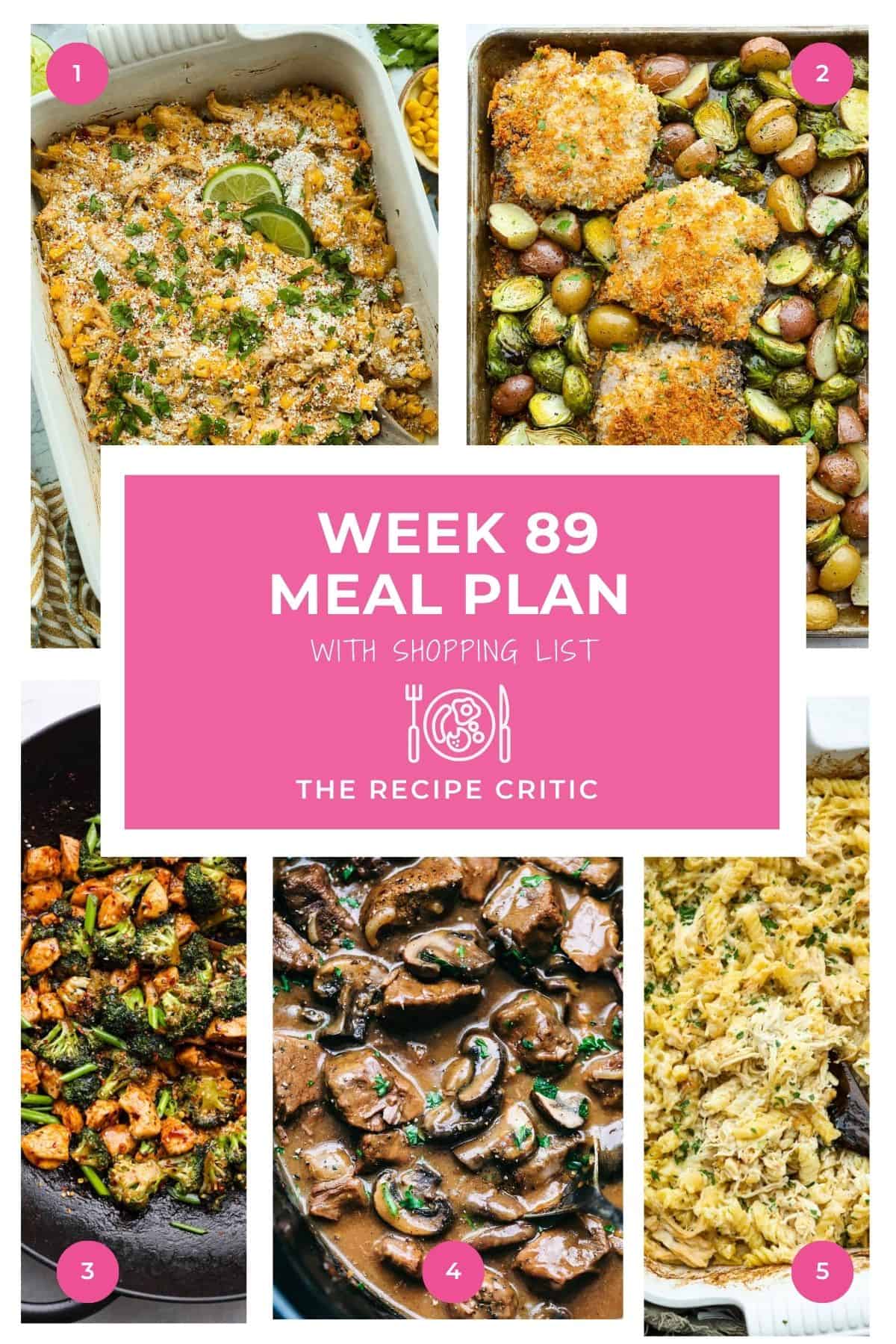 Collage of all the hero images for this weekly meal plan.