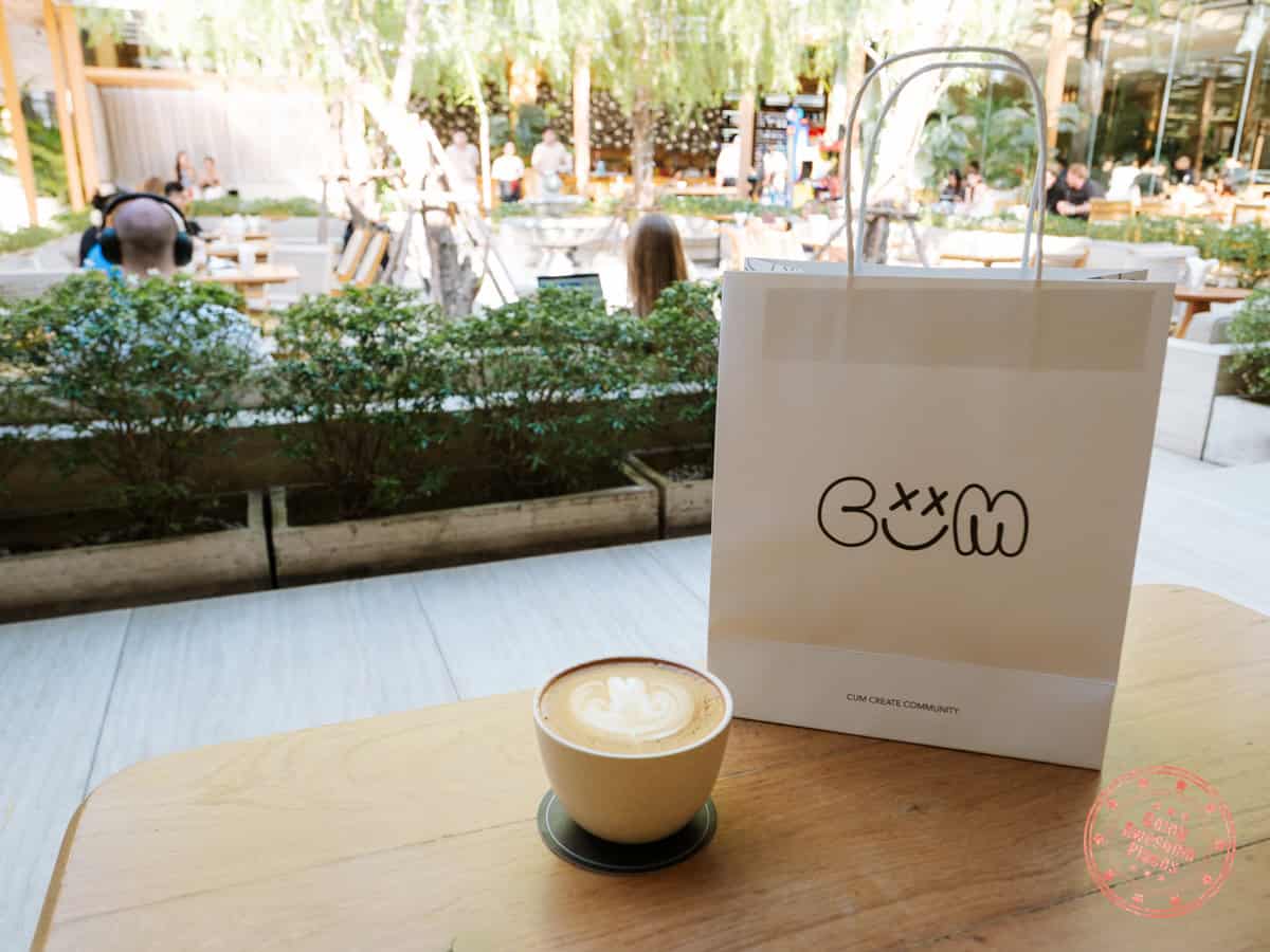 cum coffee latte and bag in bangkok
