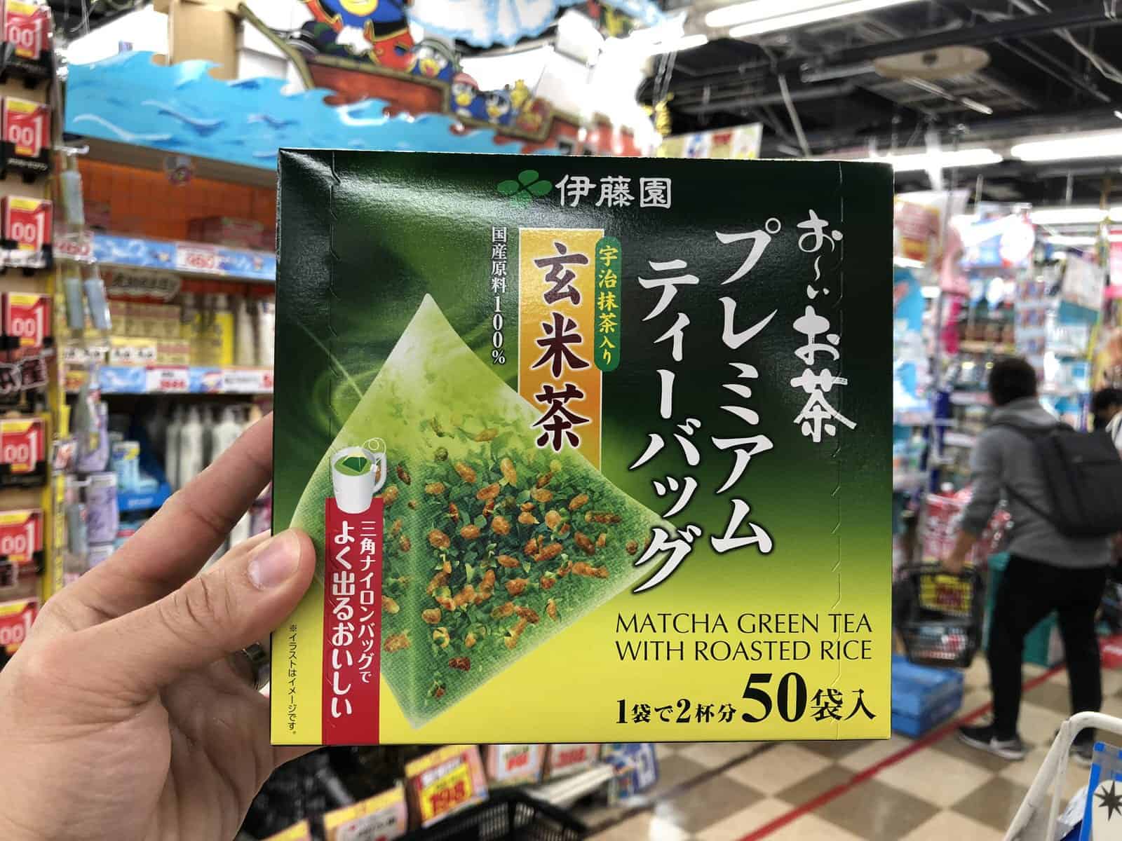 matcha green tea with roasted rice souvenir from japan