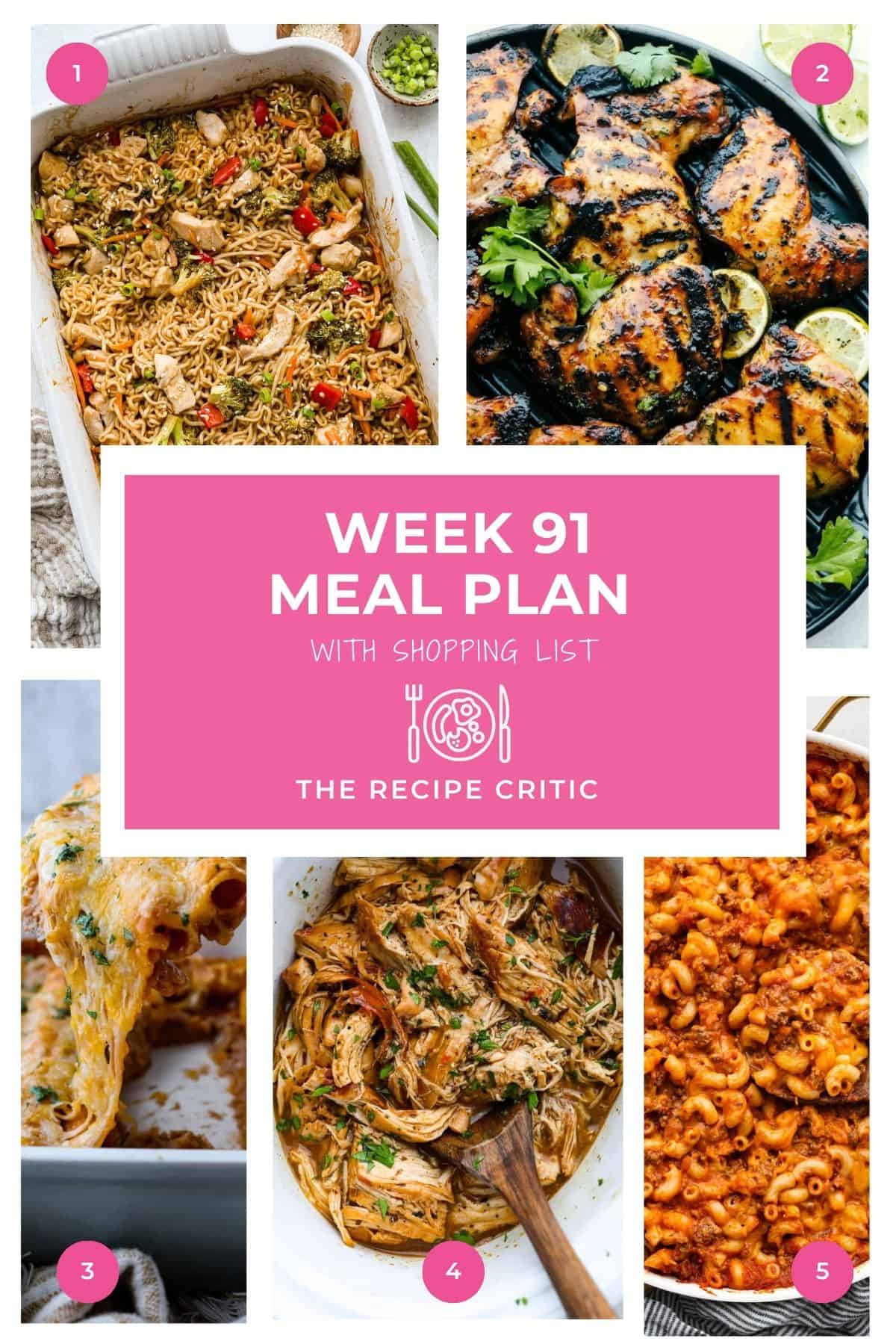 Collage of hero images from the different recipes in the weekly meal plan.