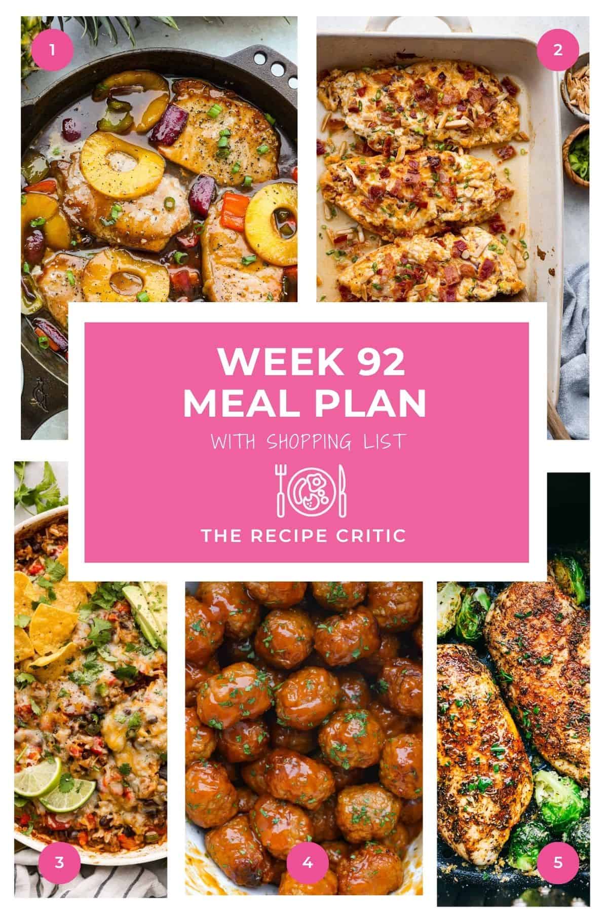 Collage of all of the hero images from the dinners for this weeks meal prep dinner ideas.