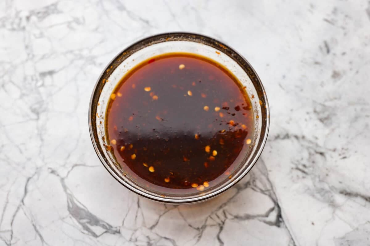 Sauce ingredients whisked together.