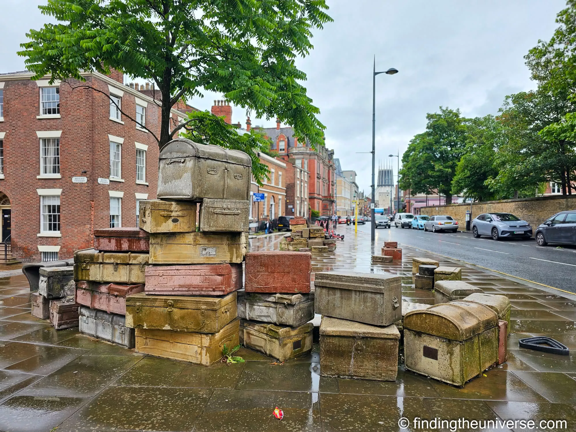 The A Case History concrete suitcases sculpture on Hope Street, Liverpool