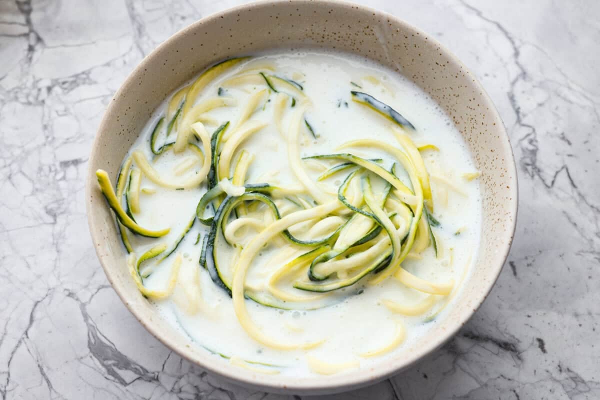 Zucchini strings in buttermilk.