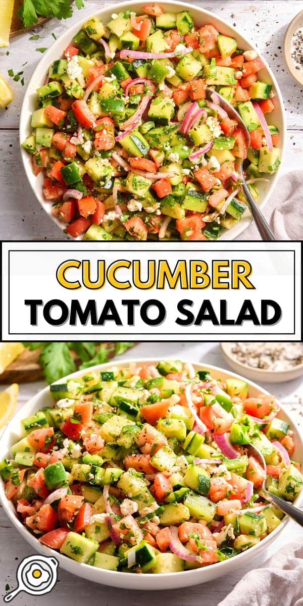 cucumber tomato salad pin image