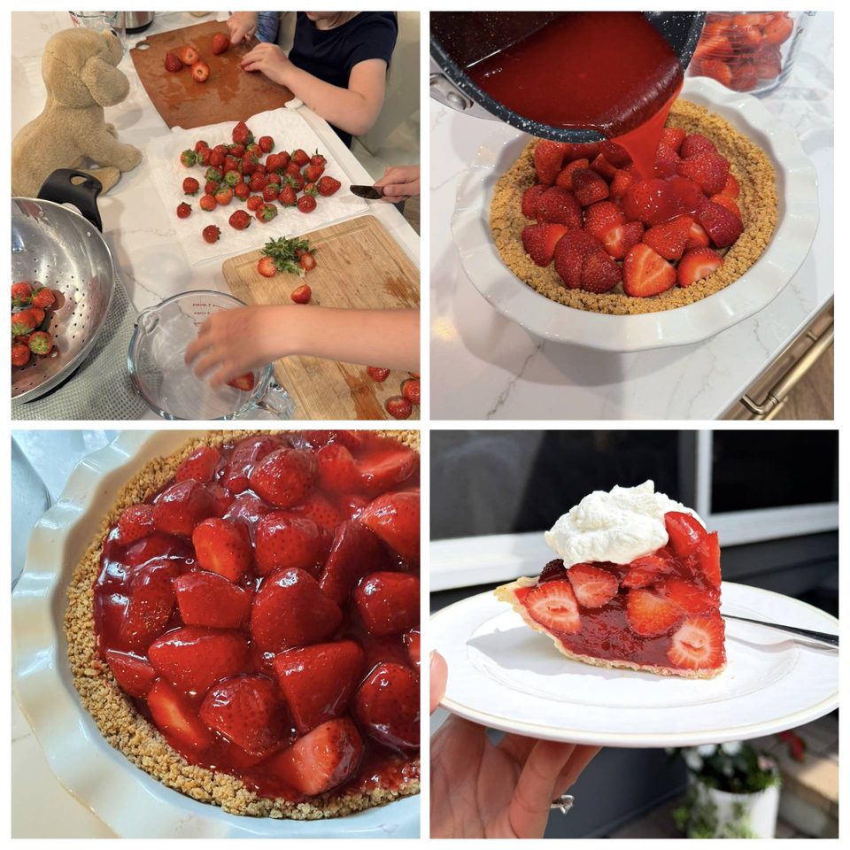 Steps for making strawberry pie.