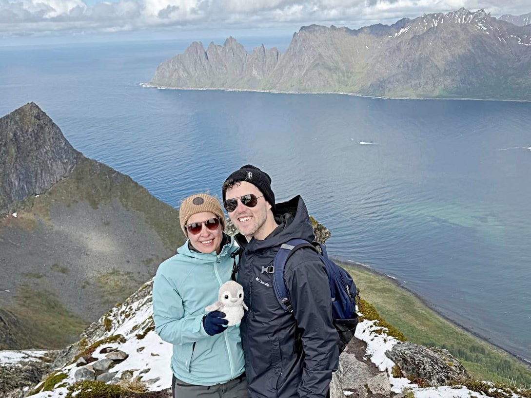 northern norway trip - A Guide to Exploring the Outdoors of Northern Norway Eli and Jake from Penguin Trampoline Travel Blog hiking on a Northern Norway trip