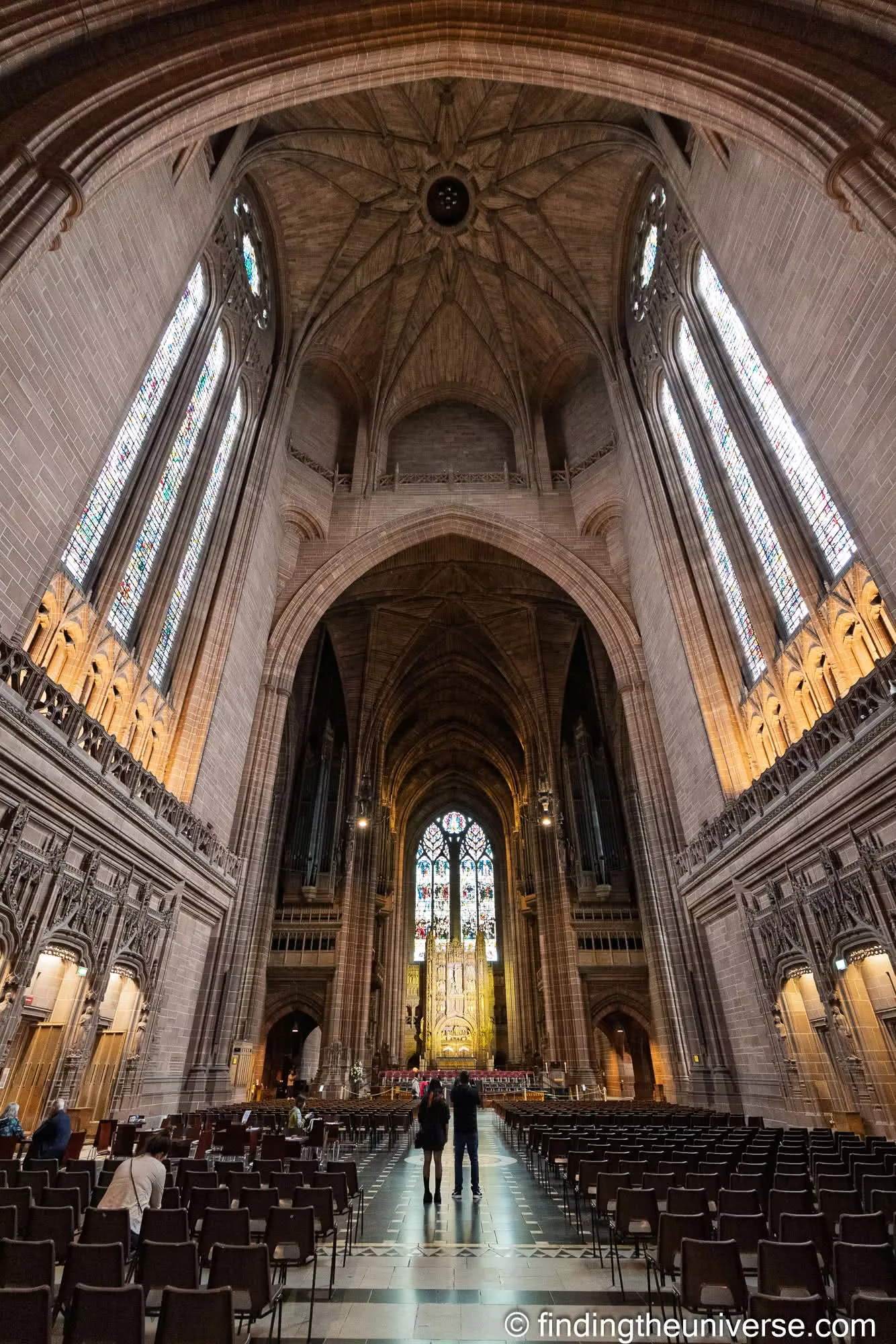 The Gothic nave inside Liverpool Cathedral, the Anglican cathedral