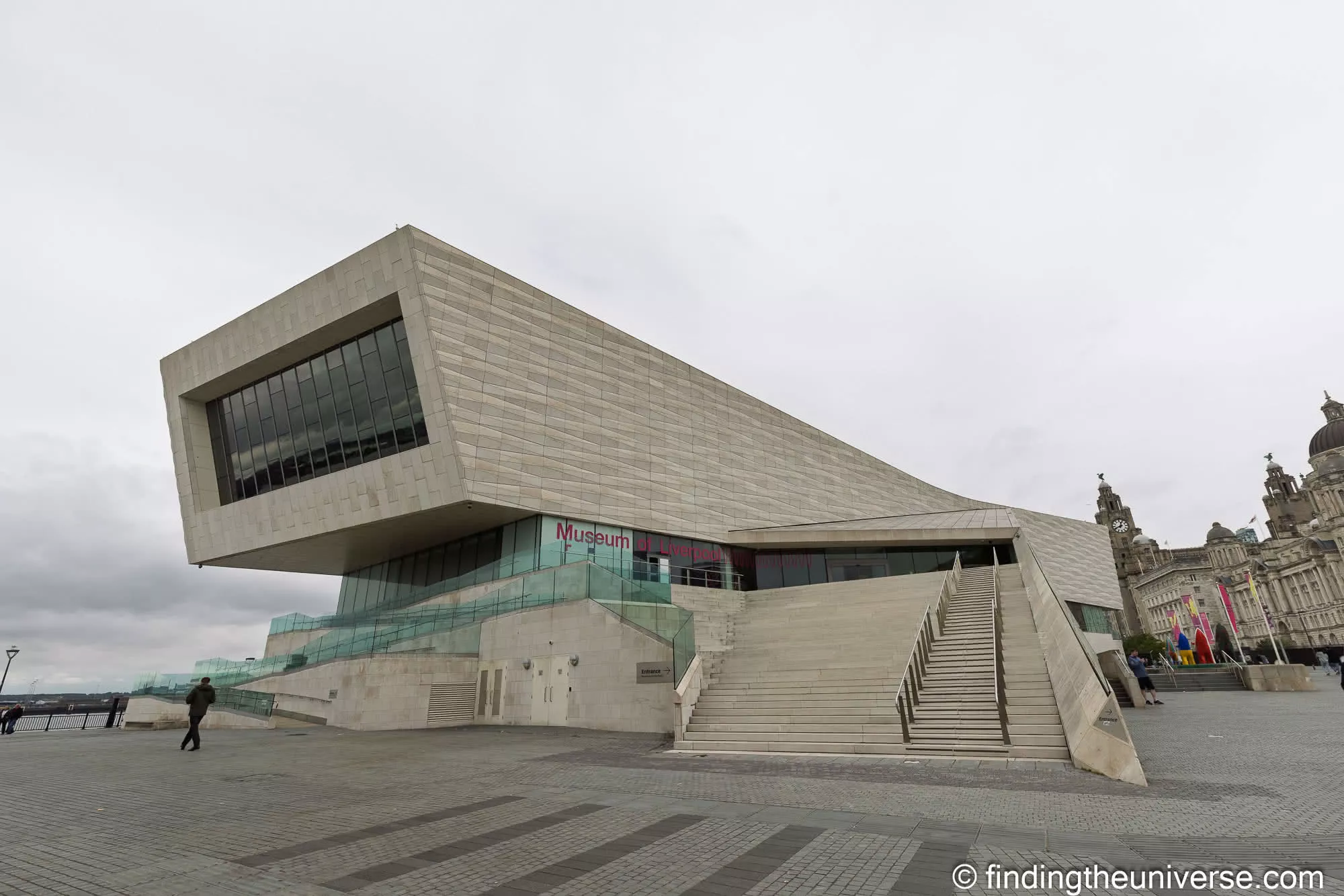 The angular modern exterior of the Museum of Liverpool at Pier Head