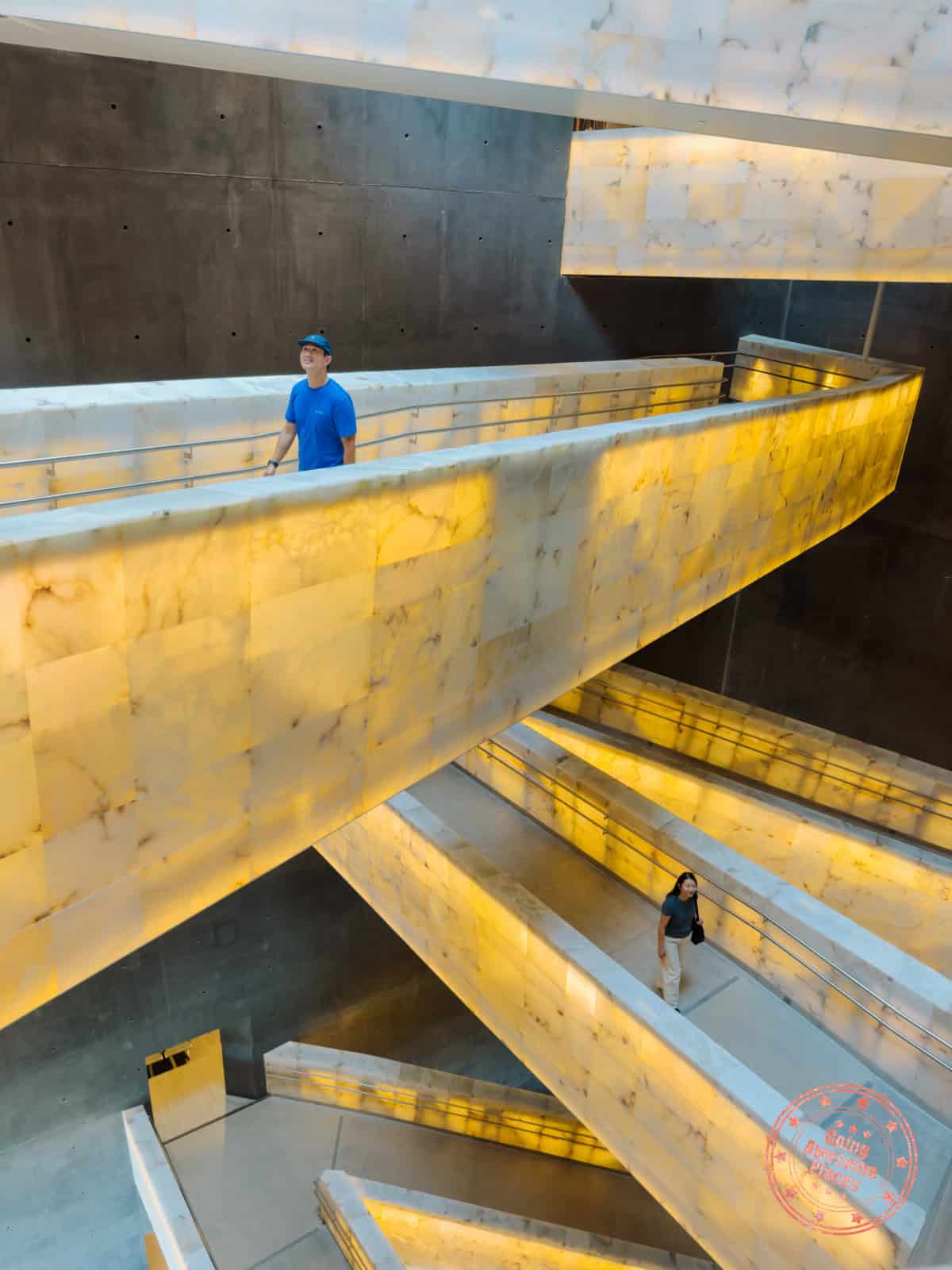 alabaster stone crisscrossing walkways at cmhr