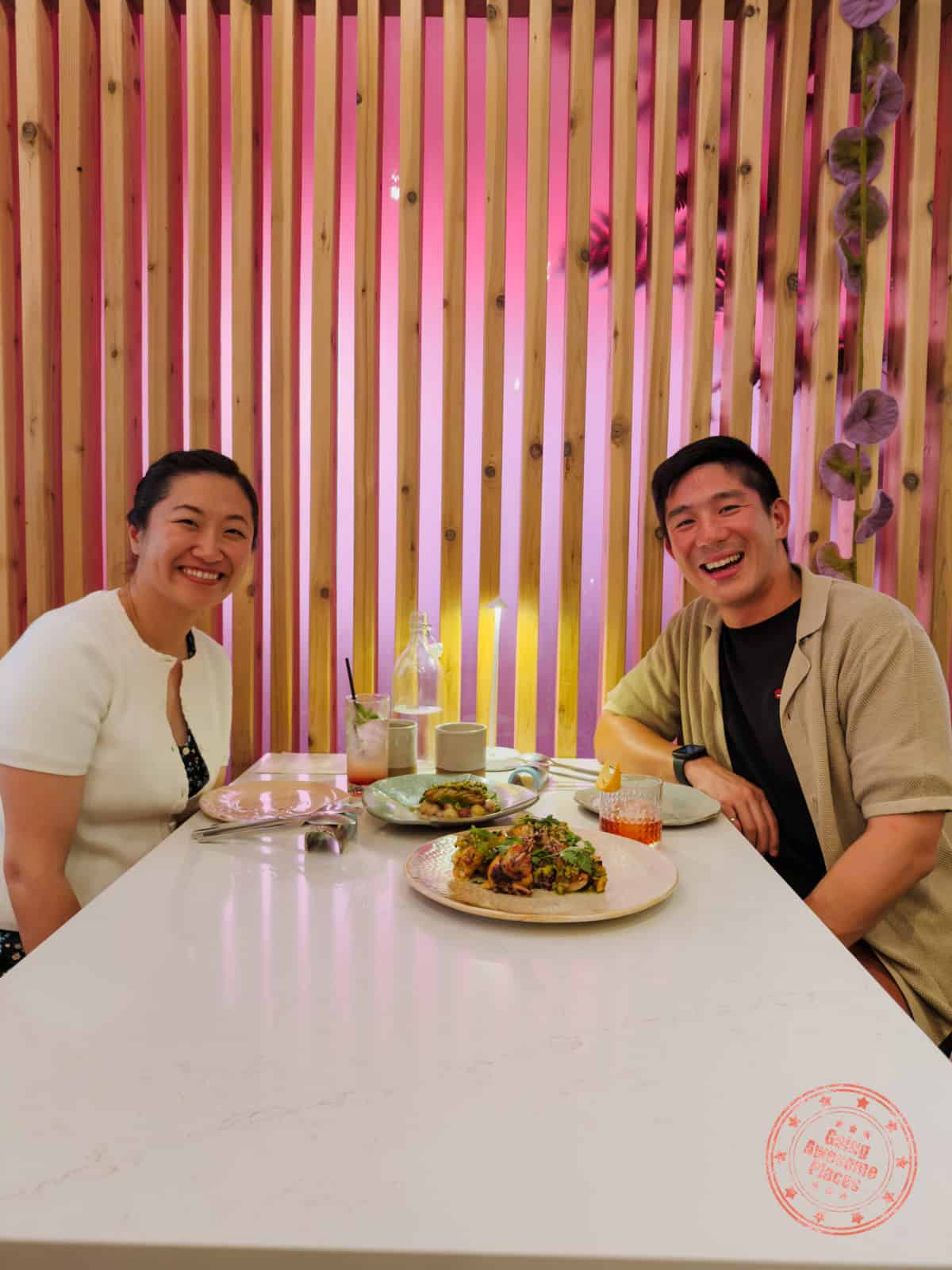 will and chantelle eating at deer + almond