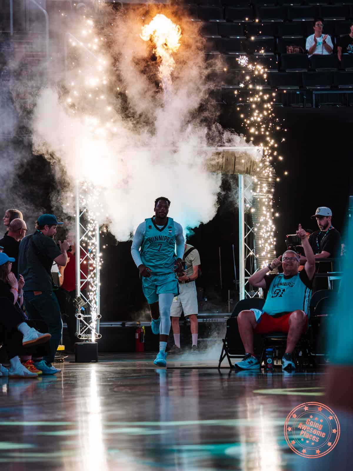 winnipeg sea bears player introductions with pyro