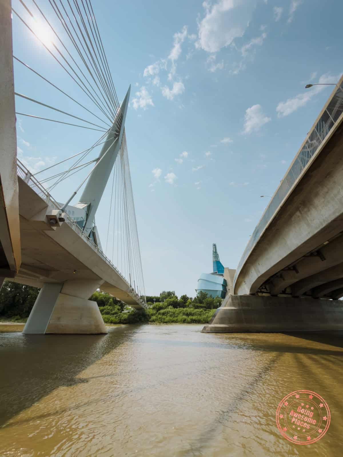 winnipeg waterways boat tour view under the bridge